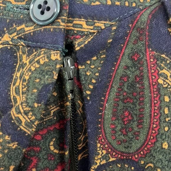Vintage Paisley Midi Skirt 26 Waist Whimsigoth Pleated Skirt Dark Romance Rayon - Picture 6 of 10